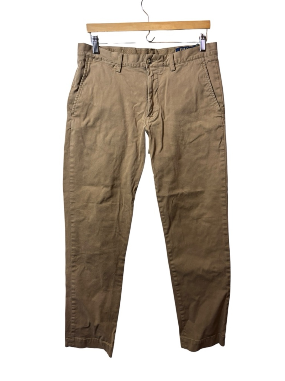 Men's Casual Chino Pants - Khaki polo Ralph Lauren stretch straight fit 33/32